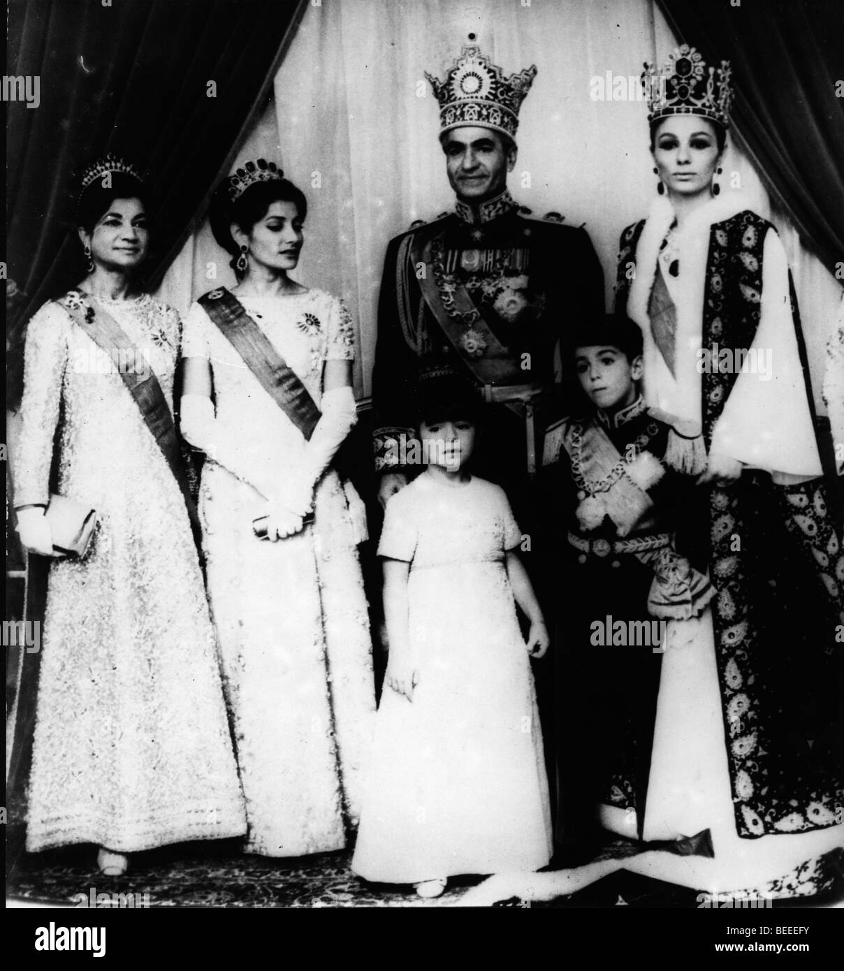 La famiglia reale dell'Iran. Mohammad Reza Shah Pahlavi Foto Stock