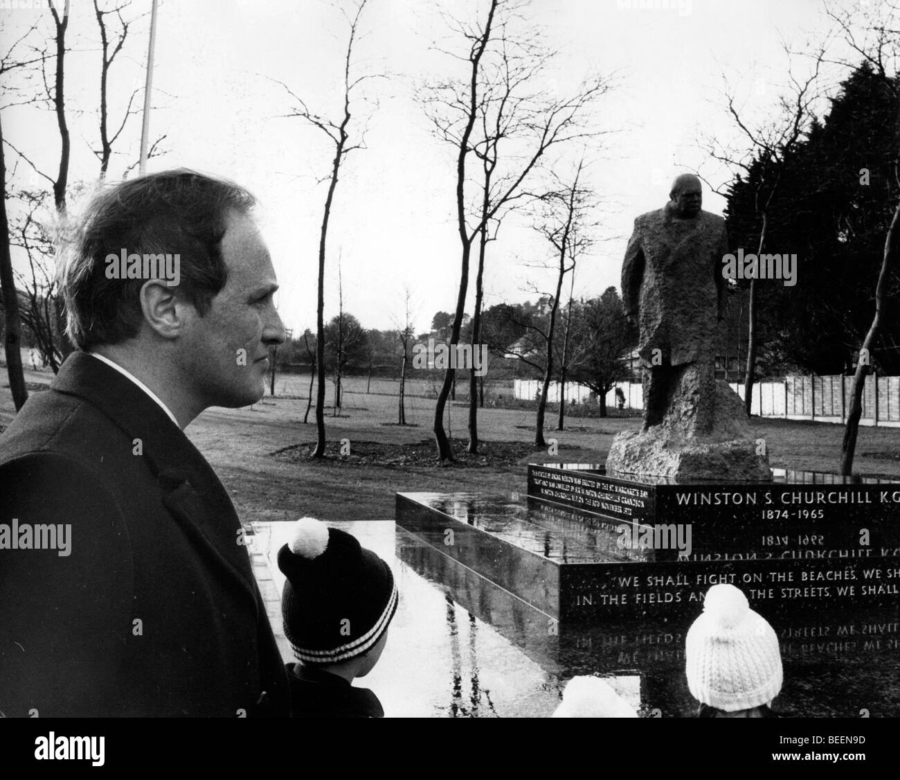 Winston Spencer-Churchill alla statua di inaugurazione Foto Stock