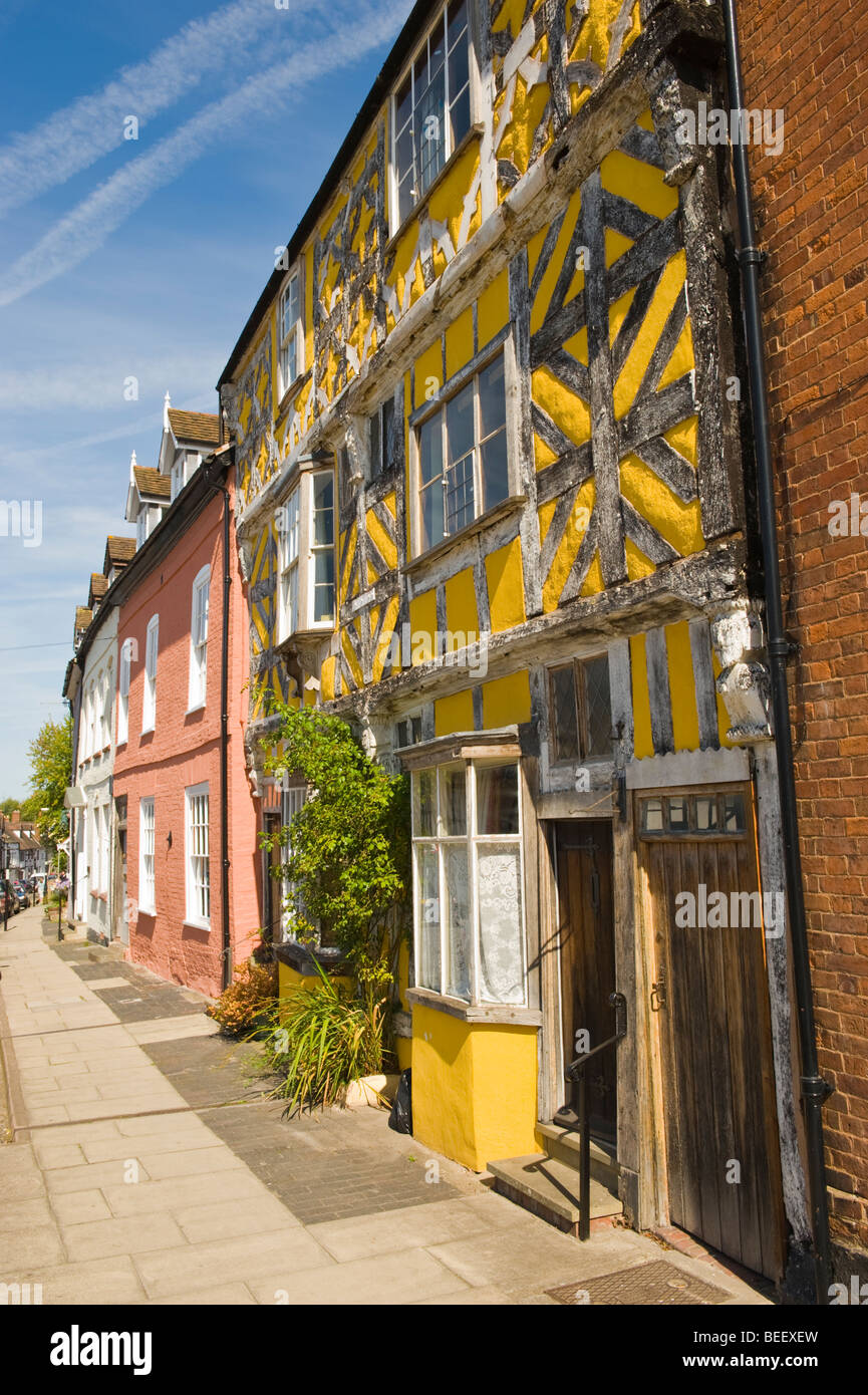 La facciata della struttura di legno Tudor House Ludlow Shropshire England Regno Unito Foto Stock