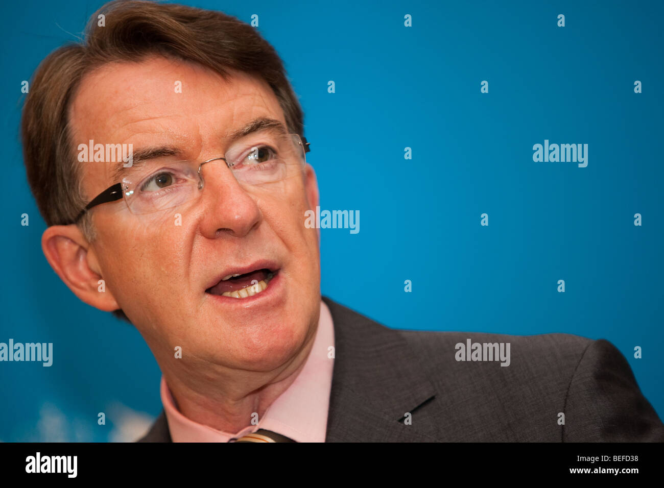 Lord Peter Benjamin Mandelson, il lavoro politico del partito. Foto Stock