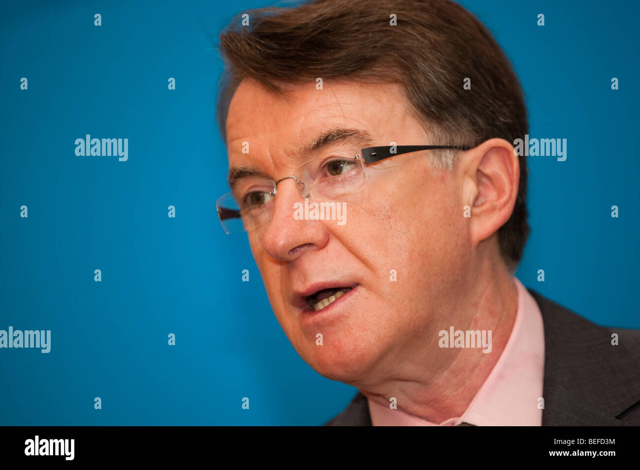 Lord Peter Benjamin Mandelson, il lavoro politico del partito. Foto Stock