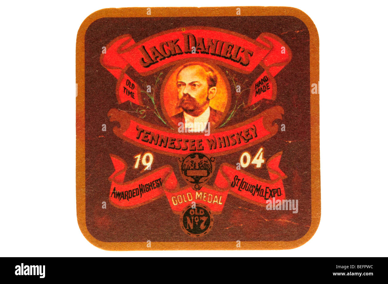 Jack Daniels vecchia n. 7 brand vecchio tempo Tennessee whiskey 1904 premiato massimo medaglia d oro st louis ma expo Foto Stock