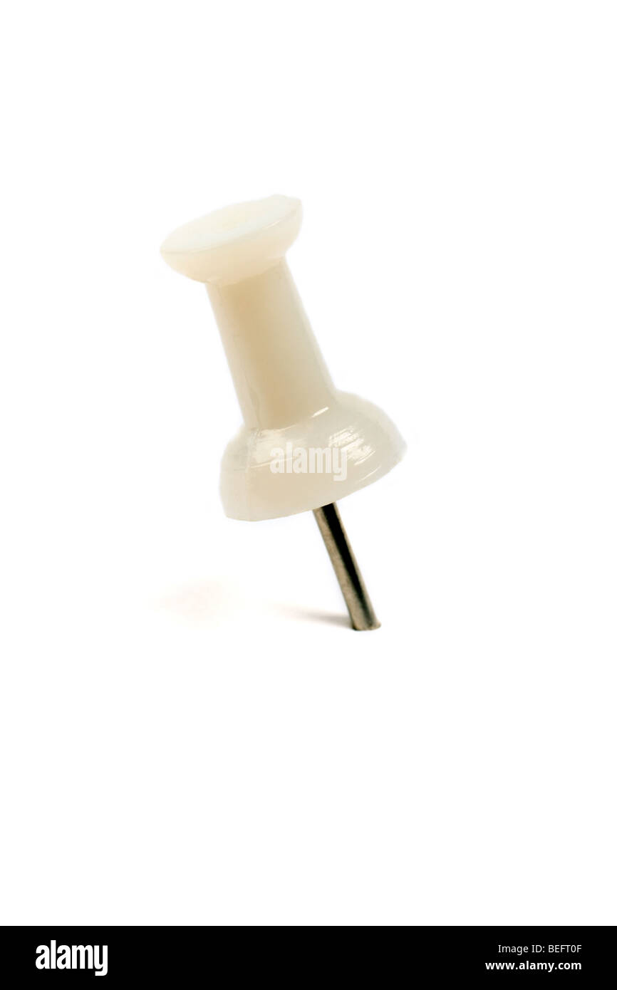 Disegno bianco pin isolato su sfondo bianco. Foto Stock