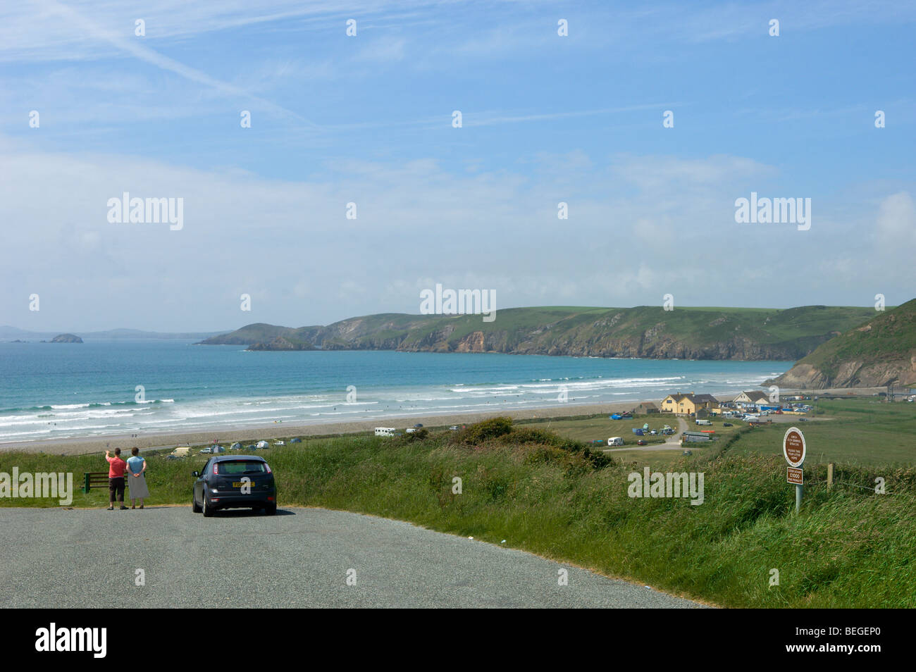 Newgale Beach, Dyfed, Wales, Regno Unito. Foto Stock