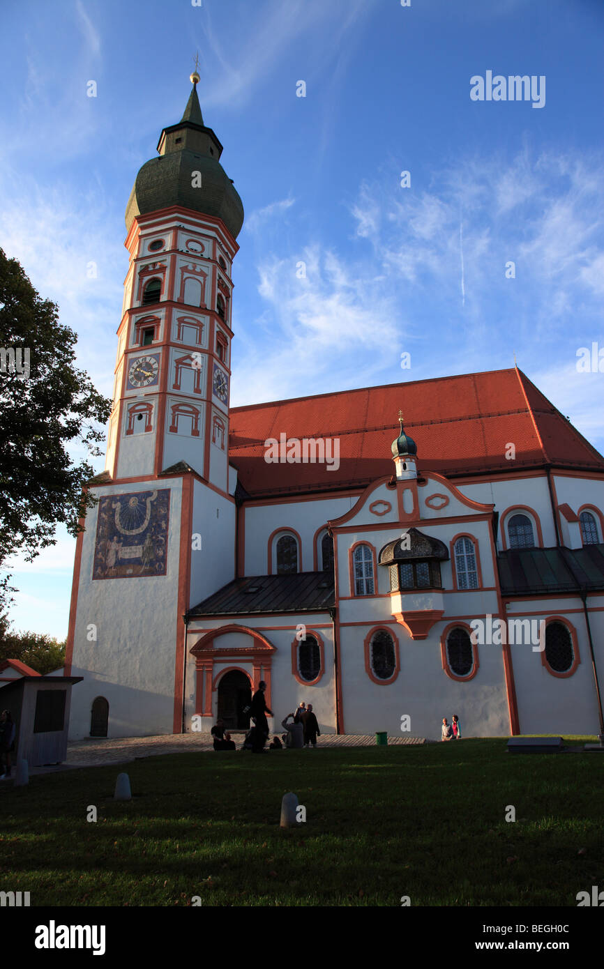 Edificio della Chiesa Abbazia di Andechs, Fuenfseenland, Alta Baviera, Germania, Europa. Foto di Willy Matheisl Foto Stock