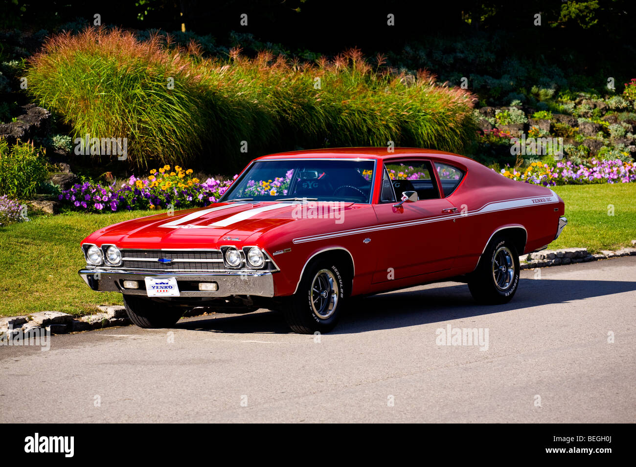 1969 Chevrolet Chevelle Muscolo auto sul marciapiede Foto Stock