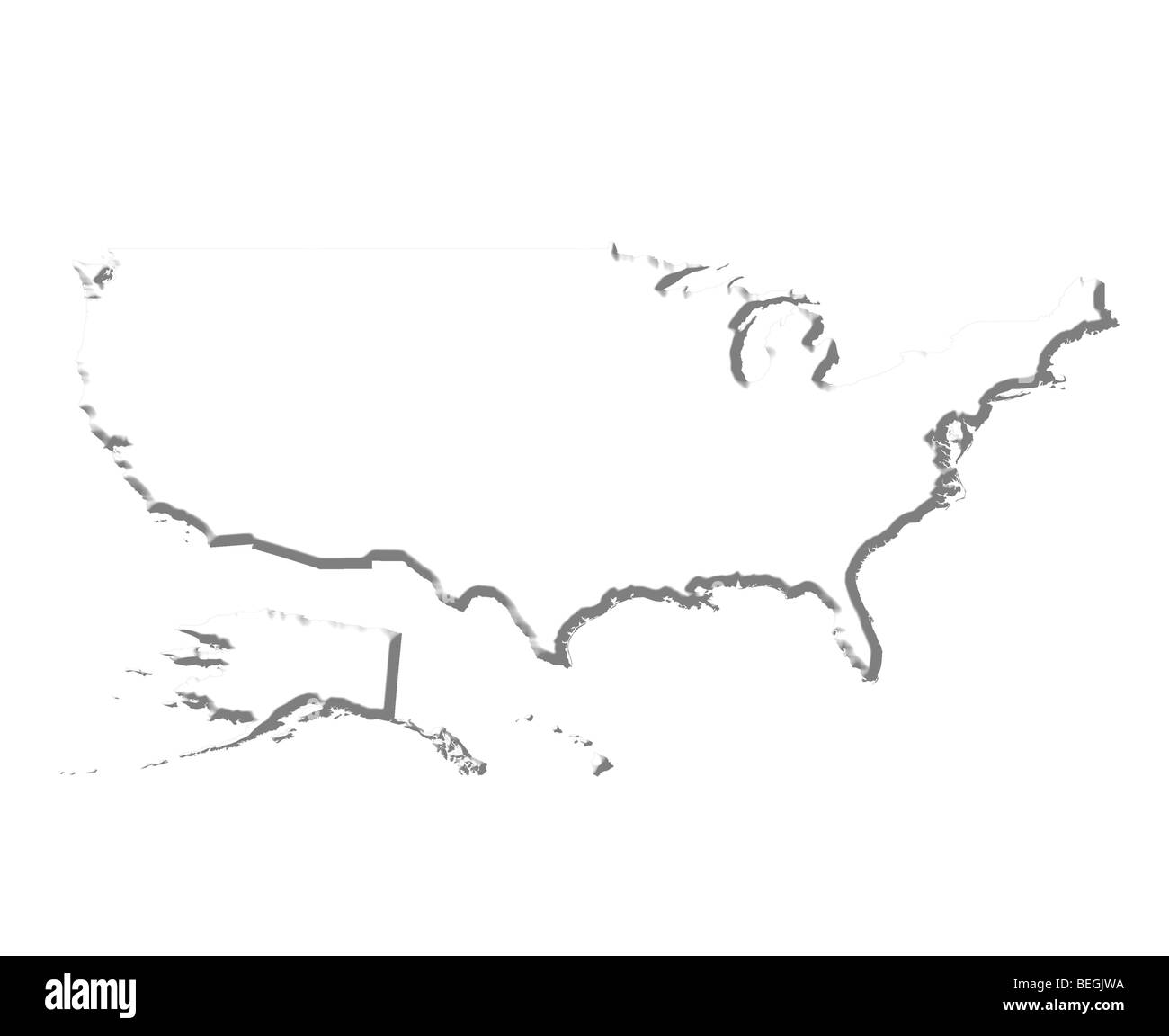 USA 3d mappa bianco Foto Stock