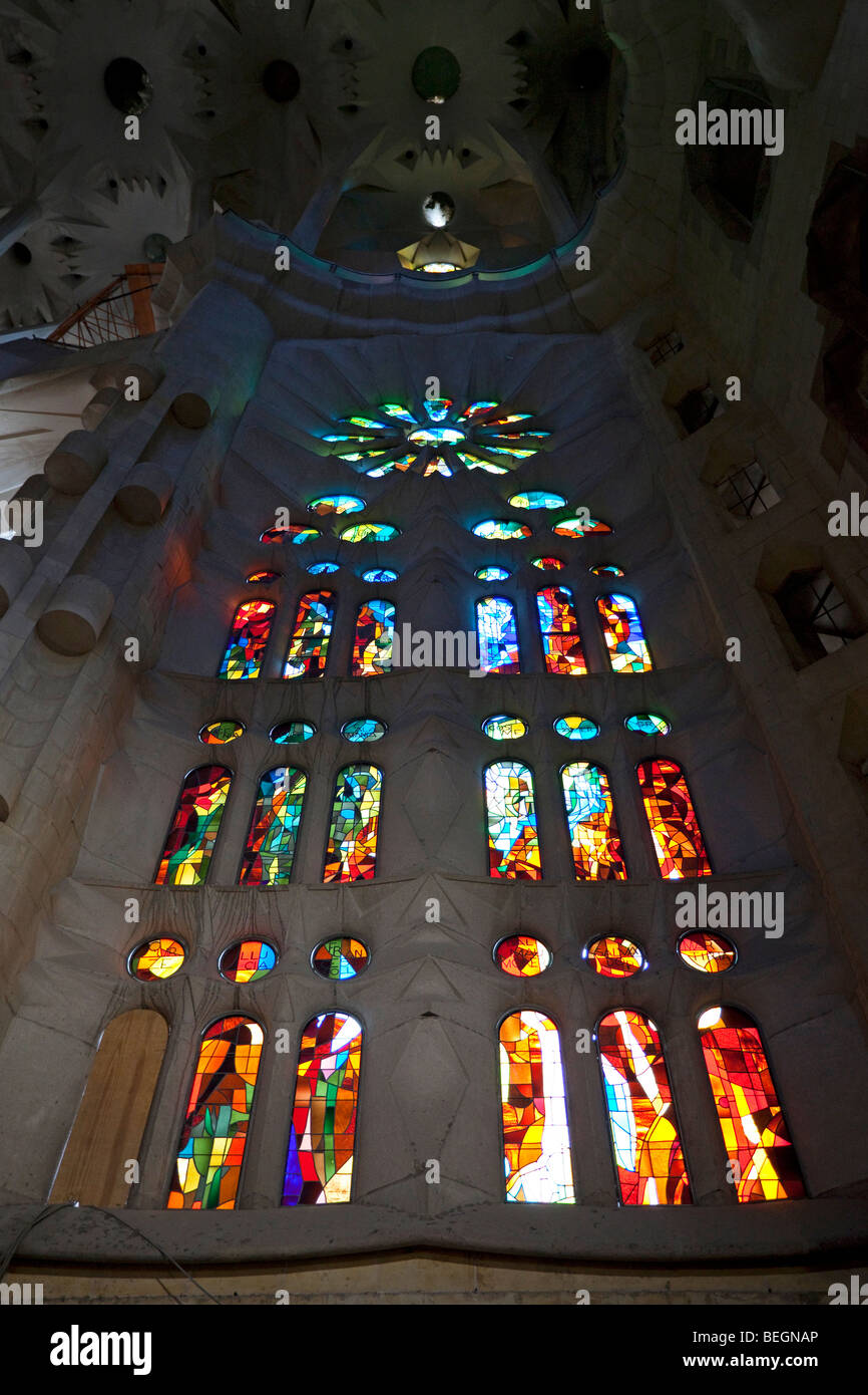 Barcellona Sagrada Familia vetrata Foto Stock