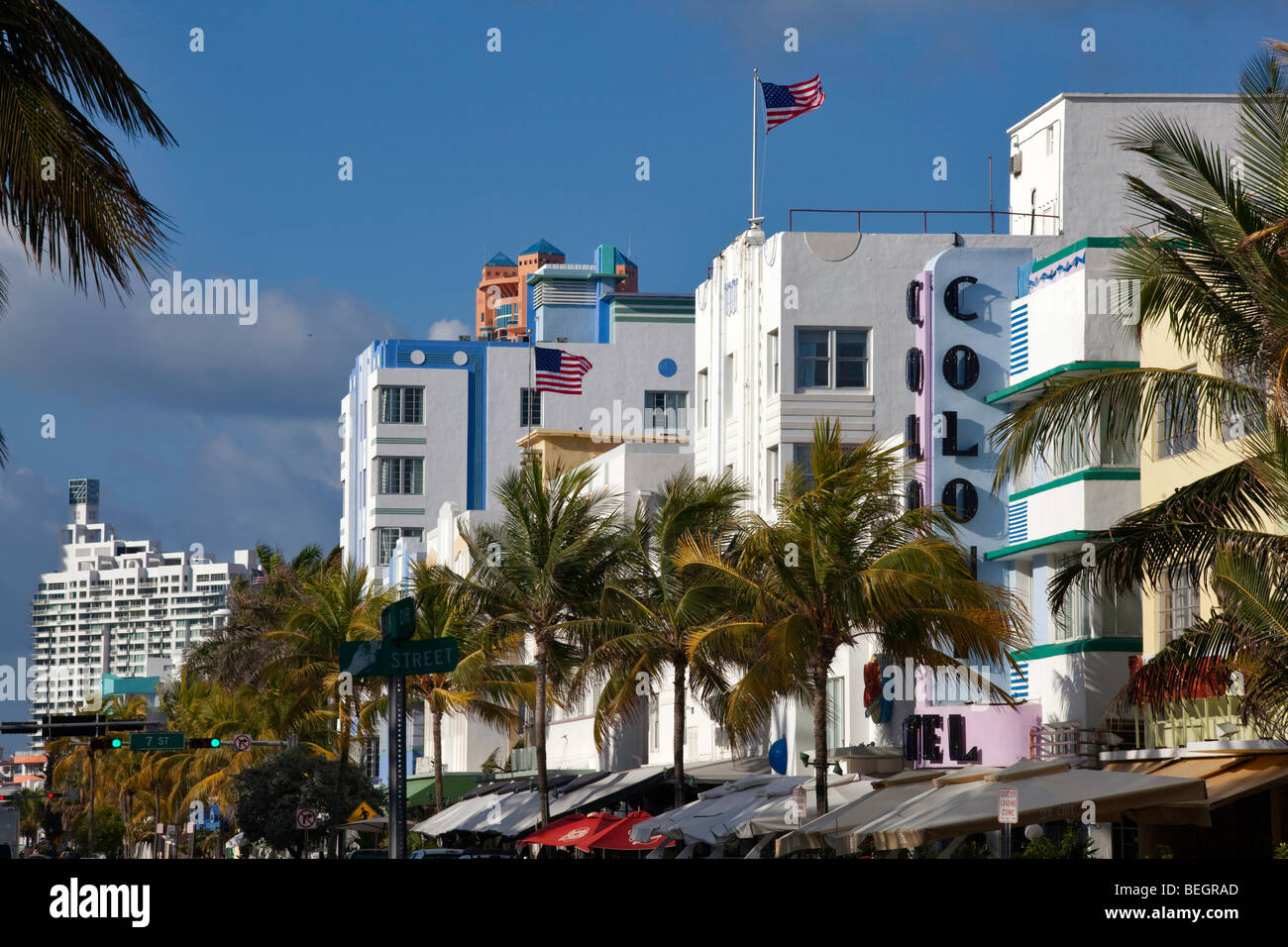 Ocean drive in South Beach di Miami Foto Stock