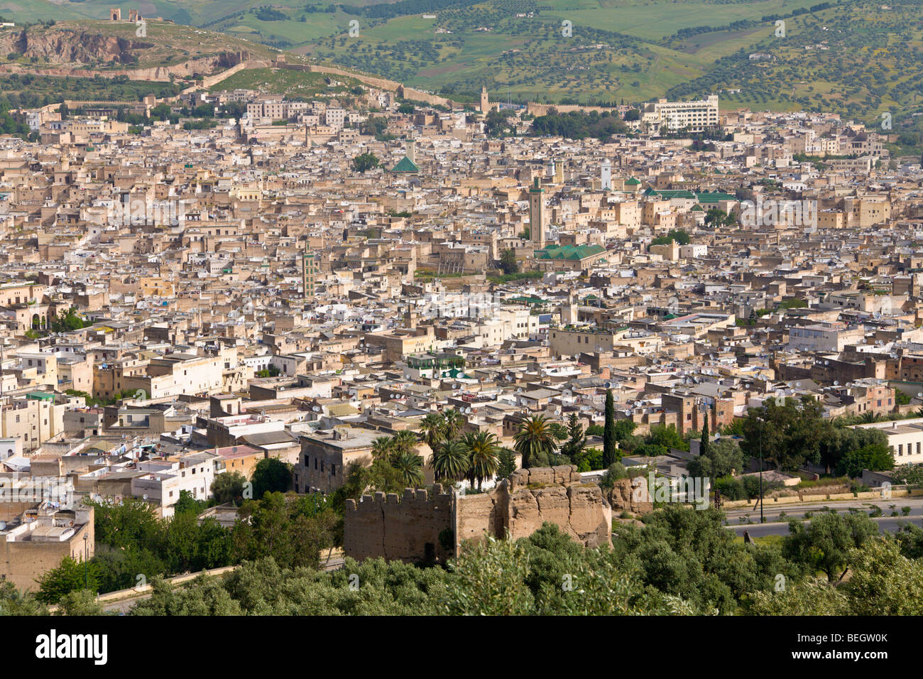 Vista della città di Fez, Marocco Foto Stock