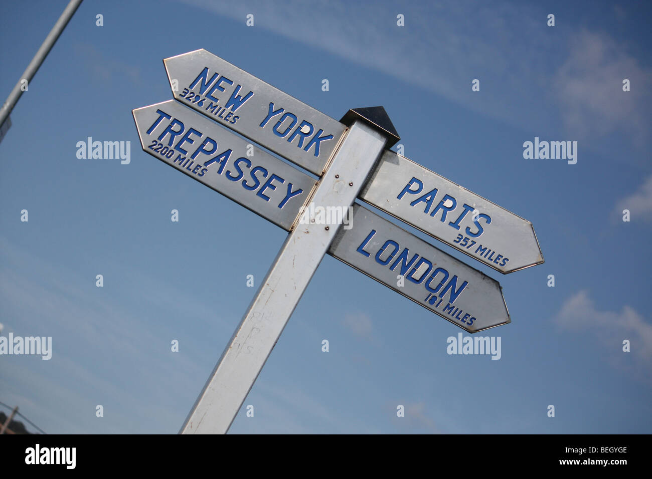 Segno posto a varie sedi in tutto il mondo Foto Stock