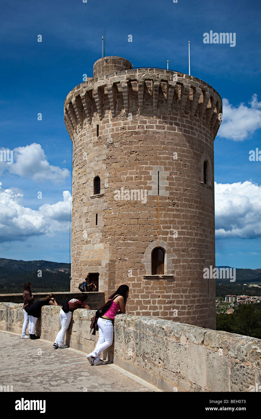 Torre del castello Bellver Palma Mallorca Spagna Spain Foto Stock