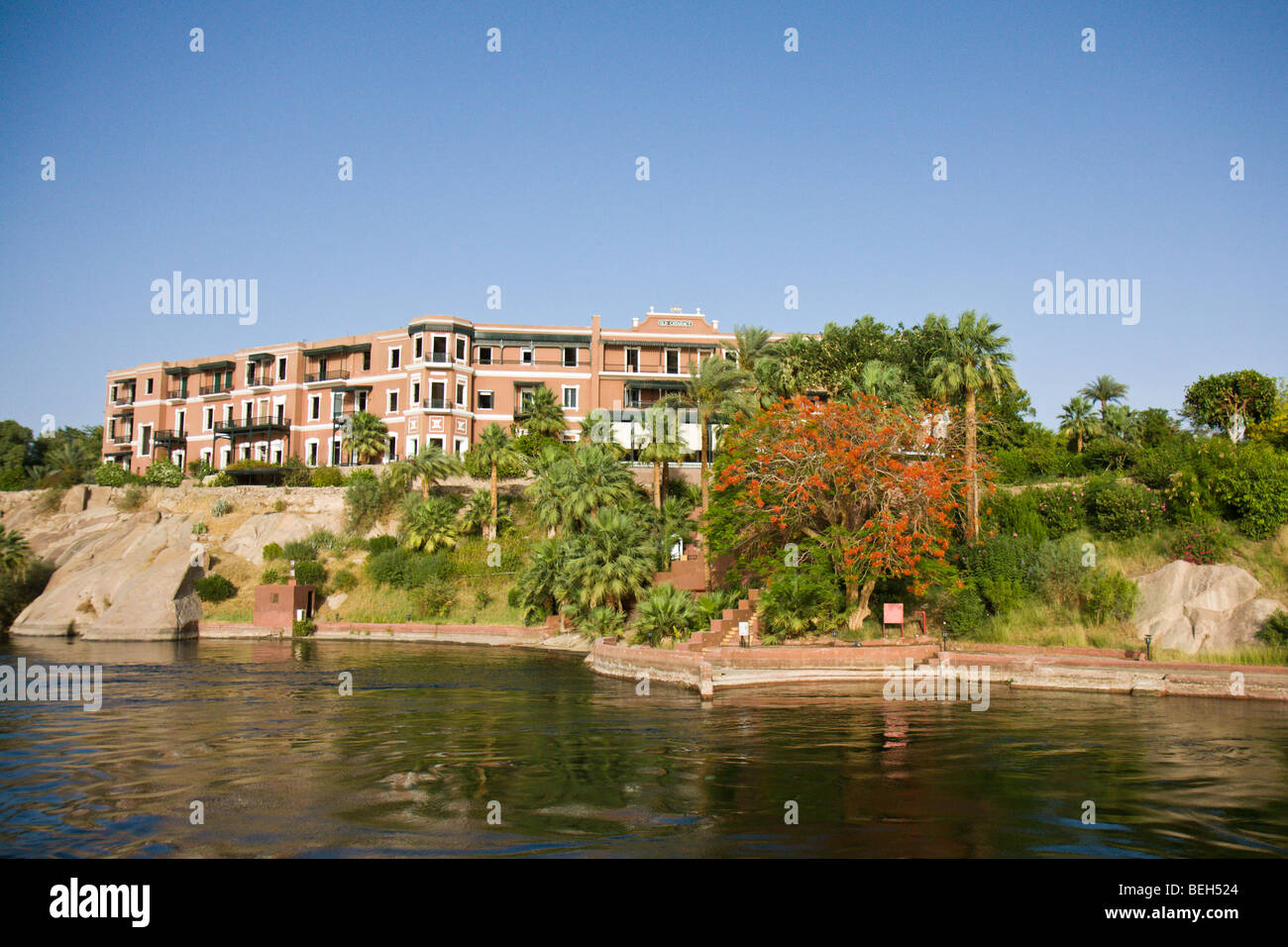 Tradizionale Hotel Old Cataract al Fiume Nilo, Aswan, Egitto Foto Stock