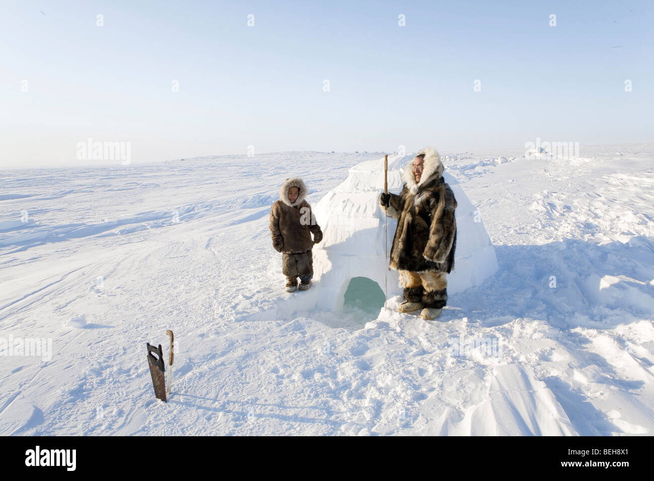 Gojahaven è una città nel nord del Canada in 1000 dove vivere Inuit. Tradizionalmente, Inuit hunt tutti i tipi di animali significava Foto Stock