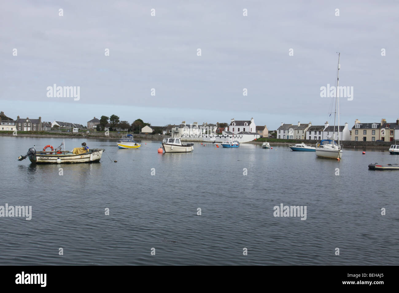 Barche in Isola di Whithorn Harbour, Dumfries and Galloway, Scozia Settembre 2009 Foto Stock