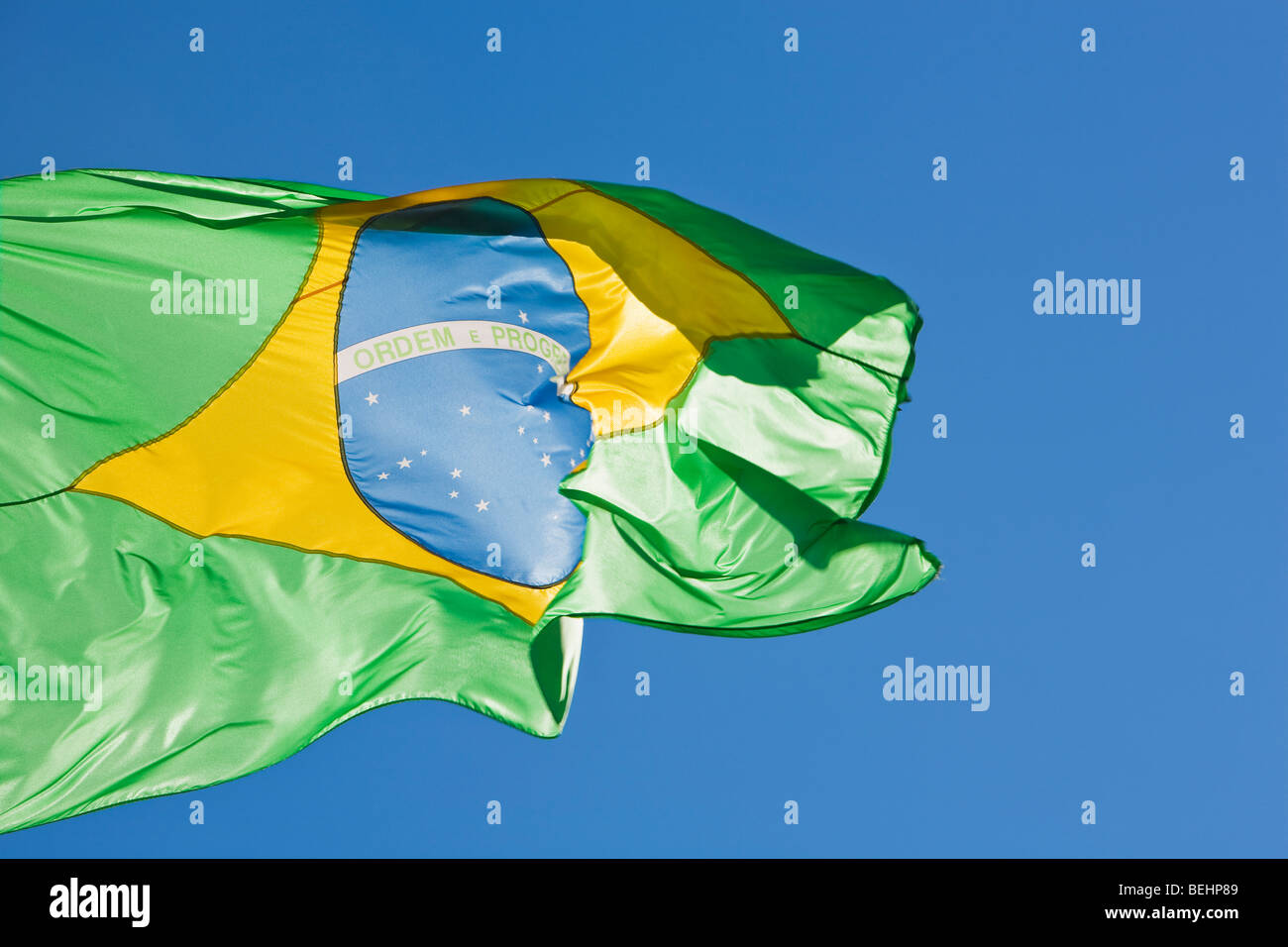 Close-up di una bandiera brasiliana, Miami, Miami-Dade County, Florida, Stati Uniti d'America Foto Stock