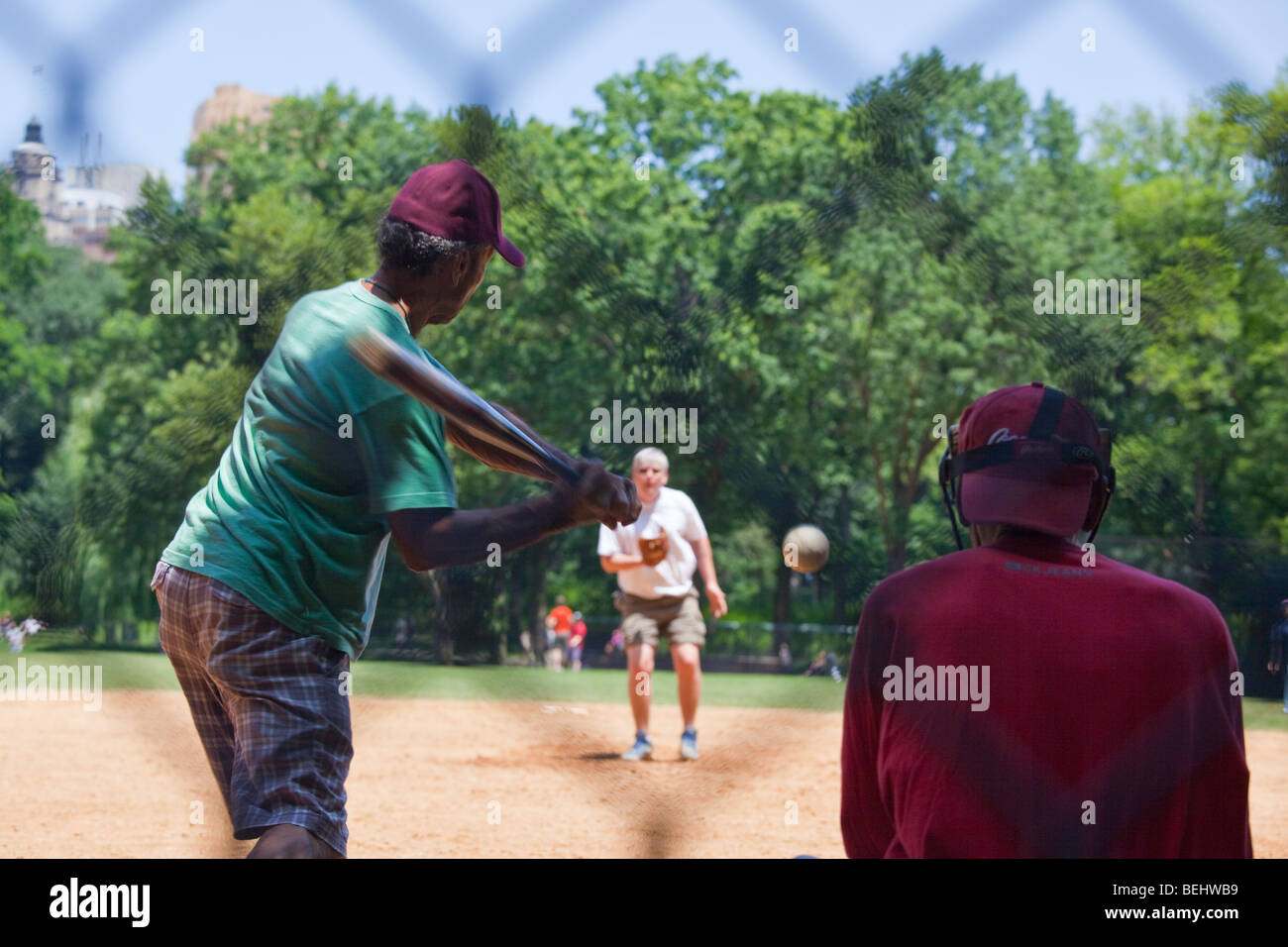 Baseball a Central Park di New York City Foto Stock