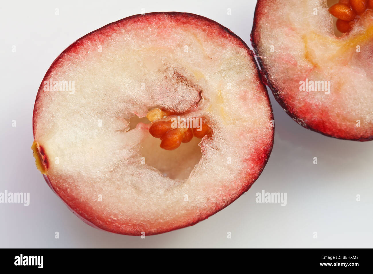 Split frutta mirtillo palustre Foto Stock