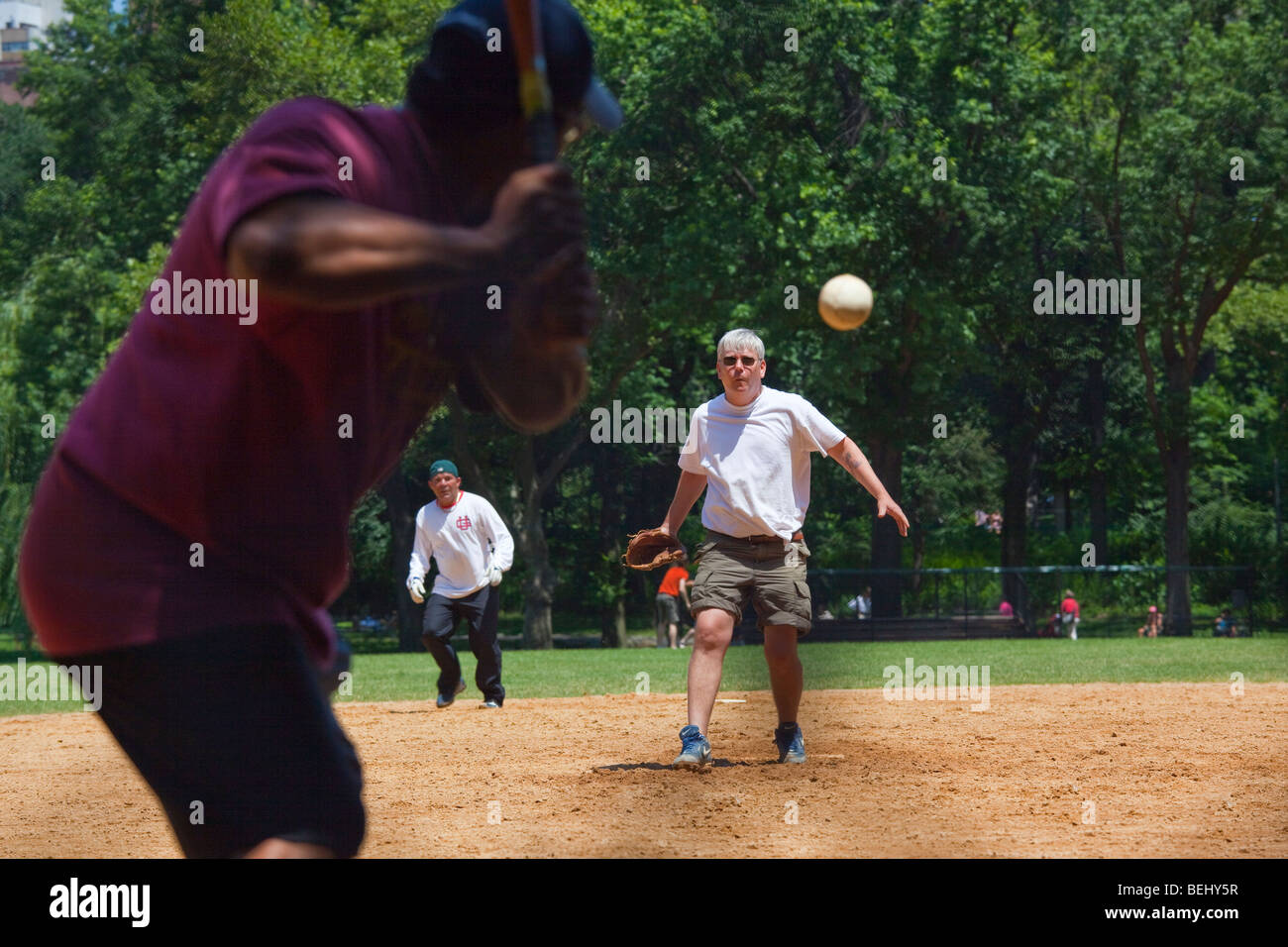Baseball a Central Park di New York City Foto Stock