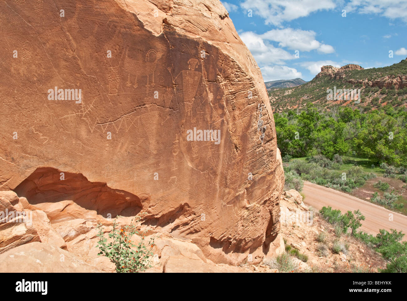 Dinosauro Colorado National Monument Cub Creek Road incisioni rupestri Foto Stock