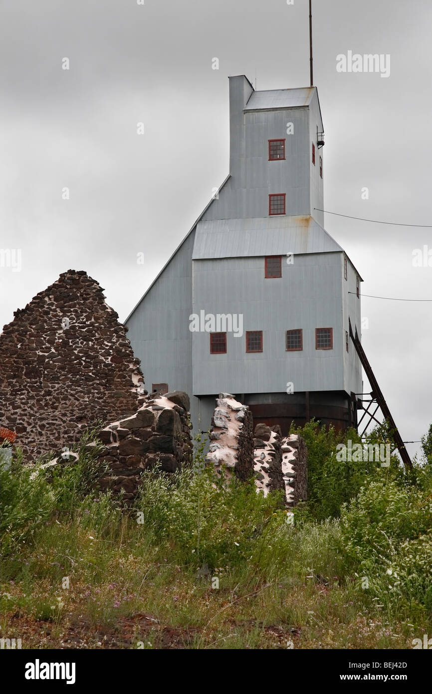 Shaft House presso la miniera di rame di Quincy a Hancock, Michigan, negli Stati Uniti, hi-res Foto Stock