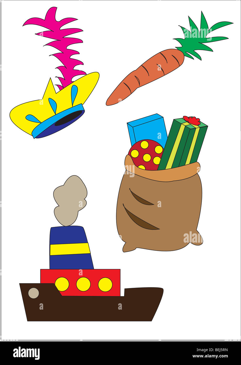 Sinterklaas diversità di attributi per un tipico della cultura olandese Foto Stock