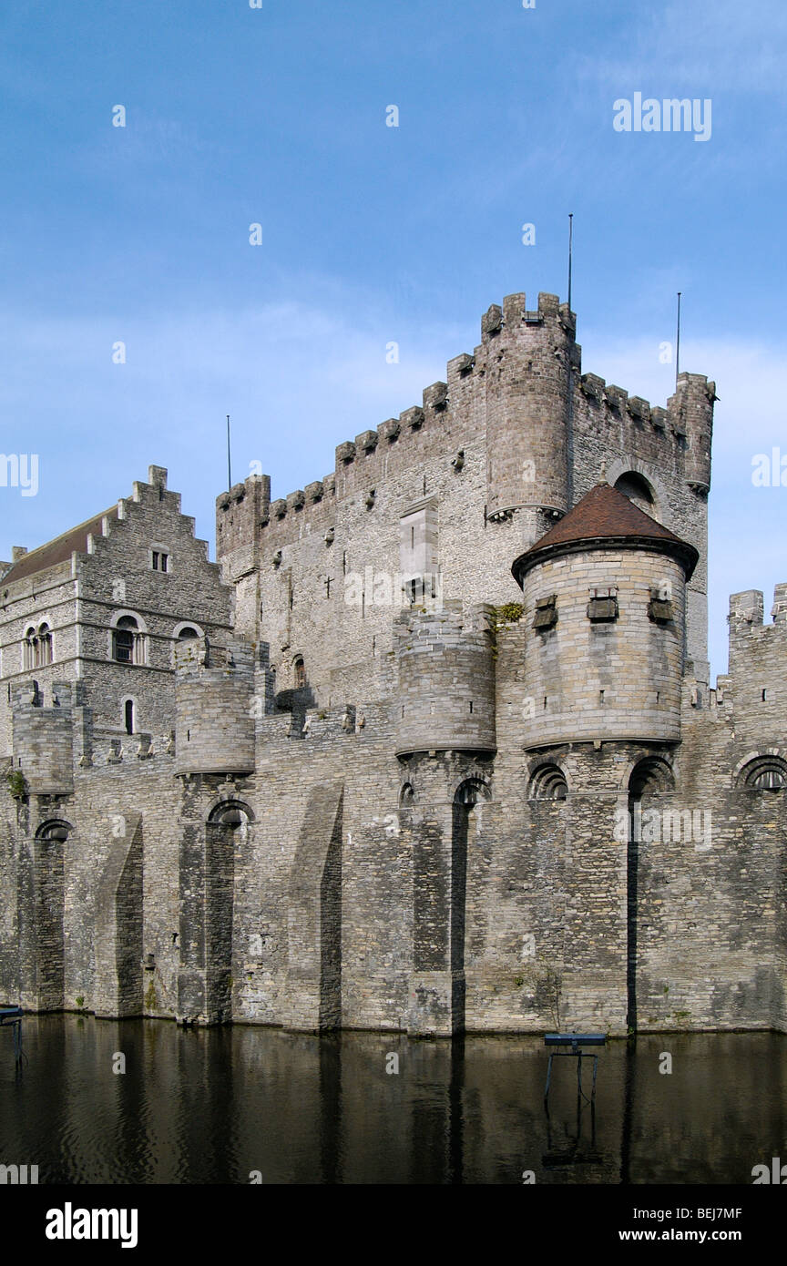 Il medioevale Castello di Gravensteen / castello del conte di Gand, Belgio Foto Stock