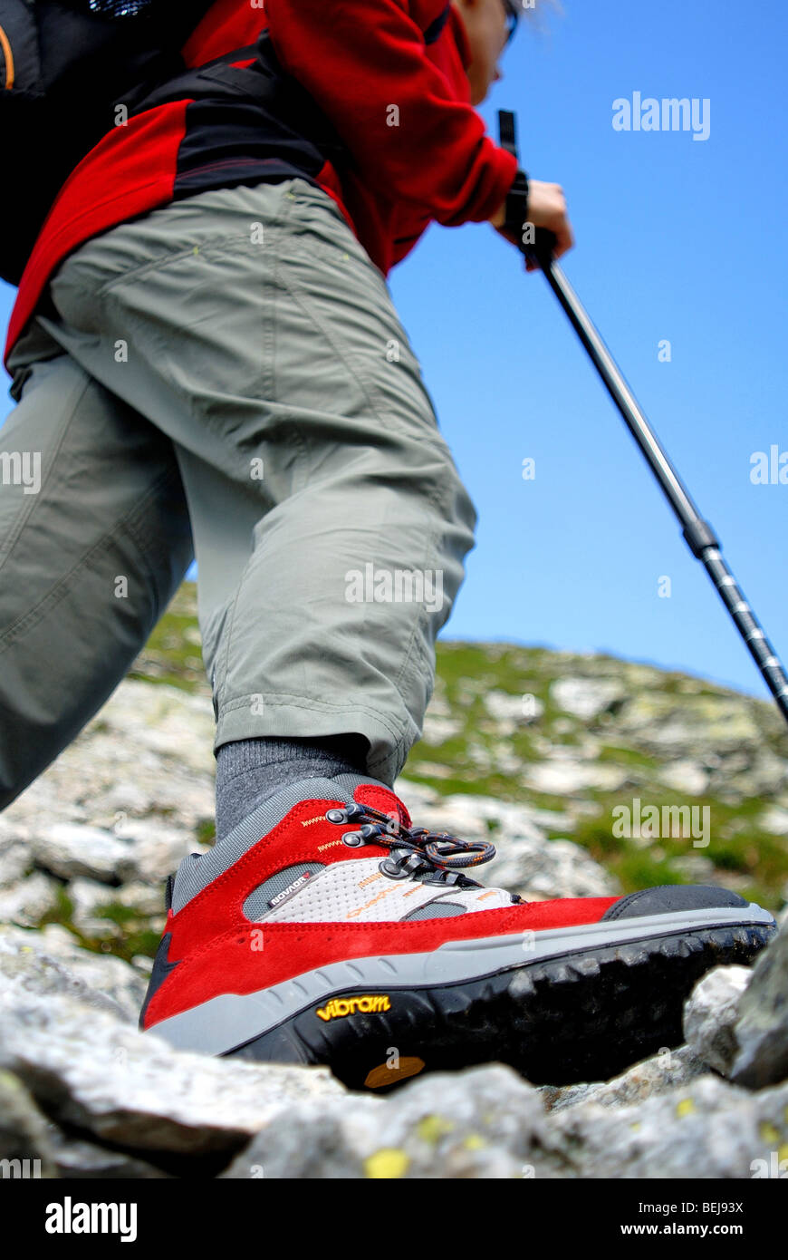 Trekking nella Valle del Gran San Bernardo, Valle d'Aosta, Italia Foto Stock