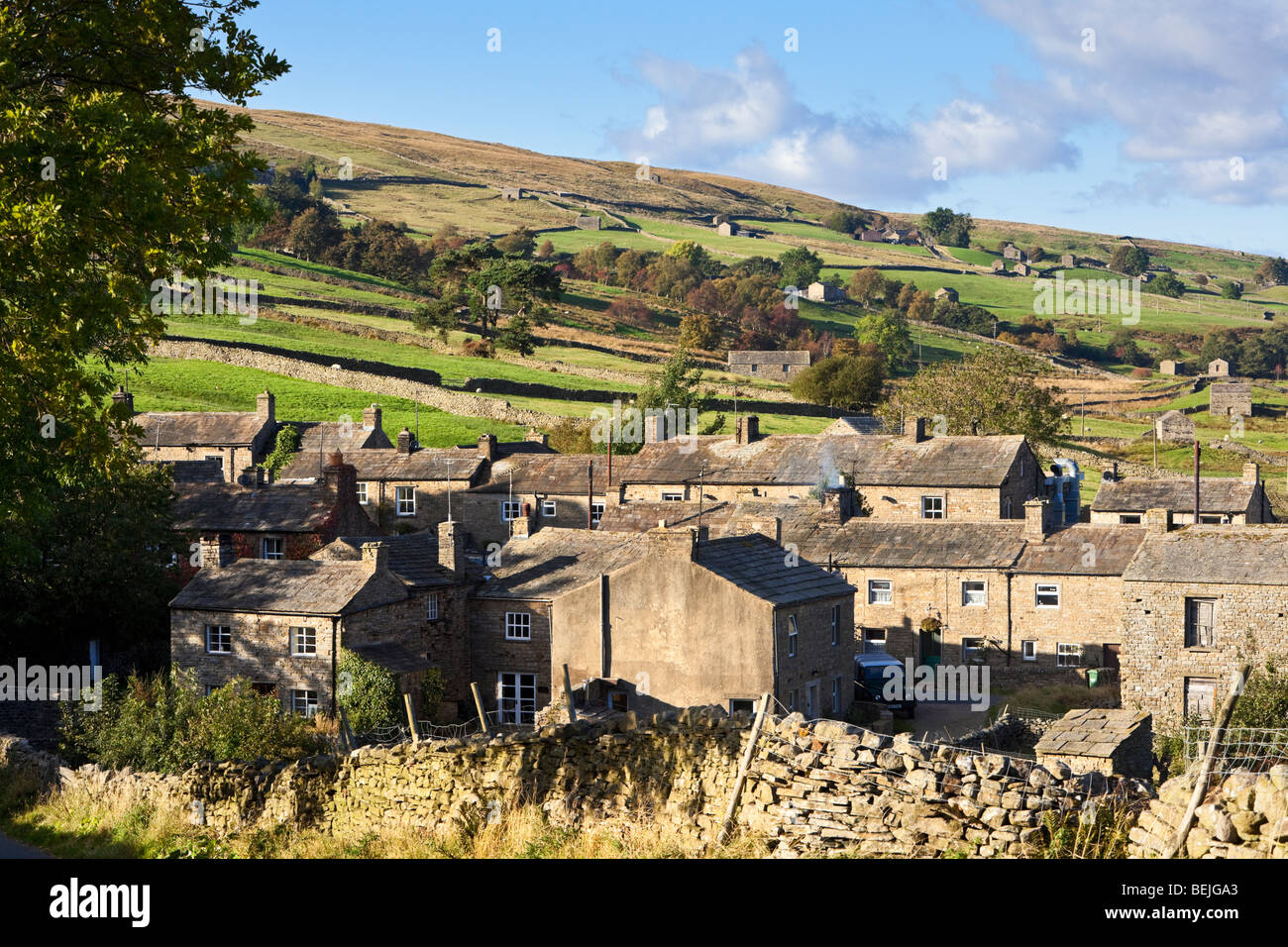 Thwaite, un villaggio Inglese in Swaledale, Yorkshire Dales, North Yorkshire, Inghilterra, Regno Unito Foto Stock