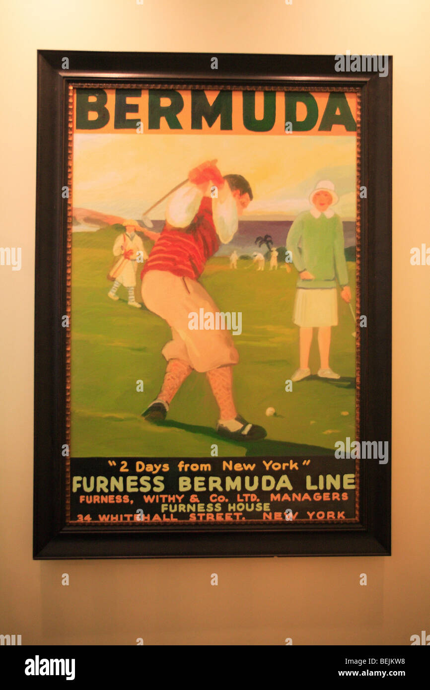 Poster vintage, Bermuda, Oceano Atlantico, America Centrale Foto Stock