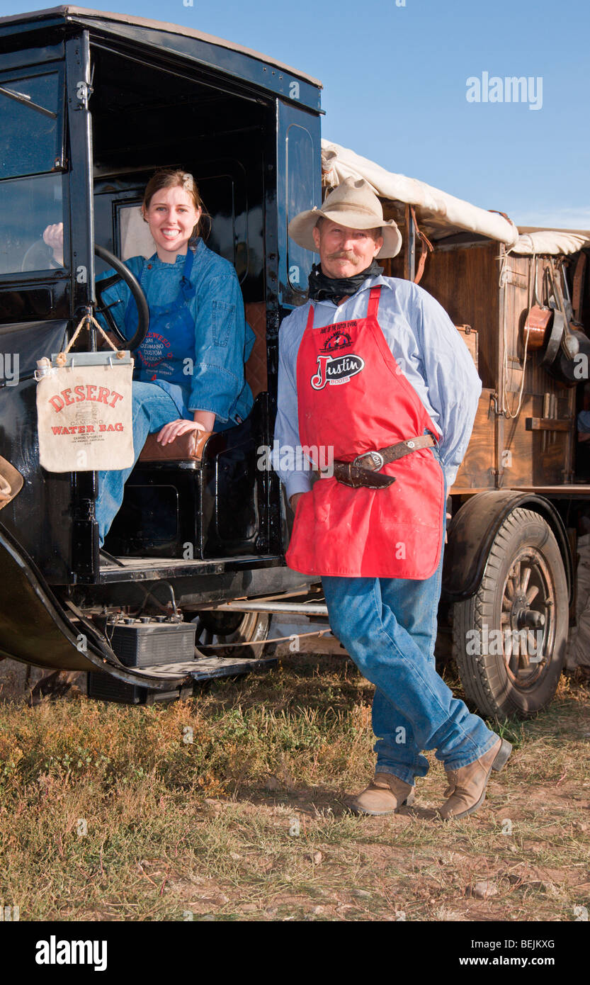 La Contea di Lincoln Cowboy Simposio e Chuck wagon Cook-off avviene in Ruidoso Downs, Nuovo Messico. Foto Stock