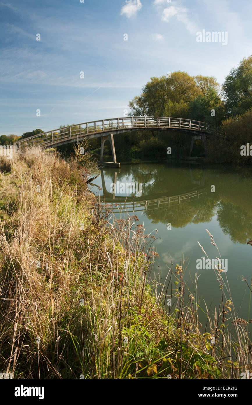 Passerella sul Fiume Tamigi tra Newbridge e Northmoor, Oxfordshire, Regno Unito Foto Stock