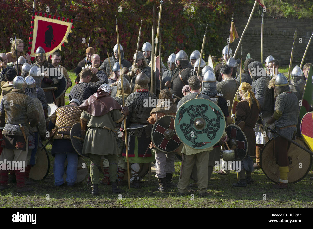 Viking esercito a rievocazione storica a Tiel nei Paesi Bassi Foto Stock