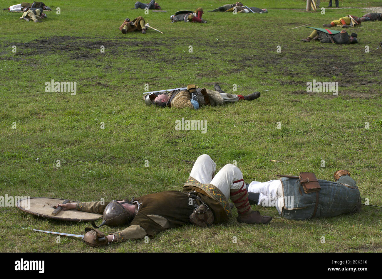 Viking morto a rievocazione storica a Tiel nei Paesi Bassi Foto Stock