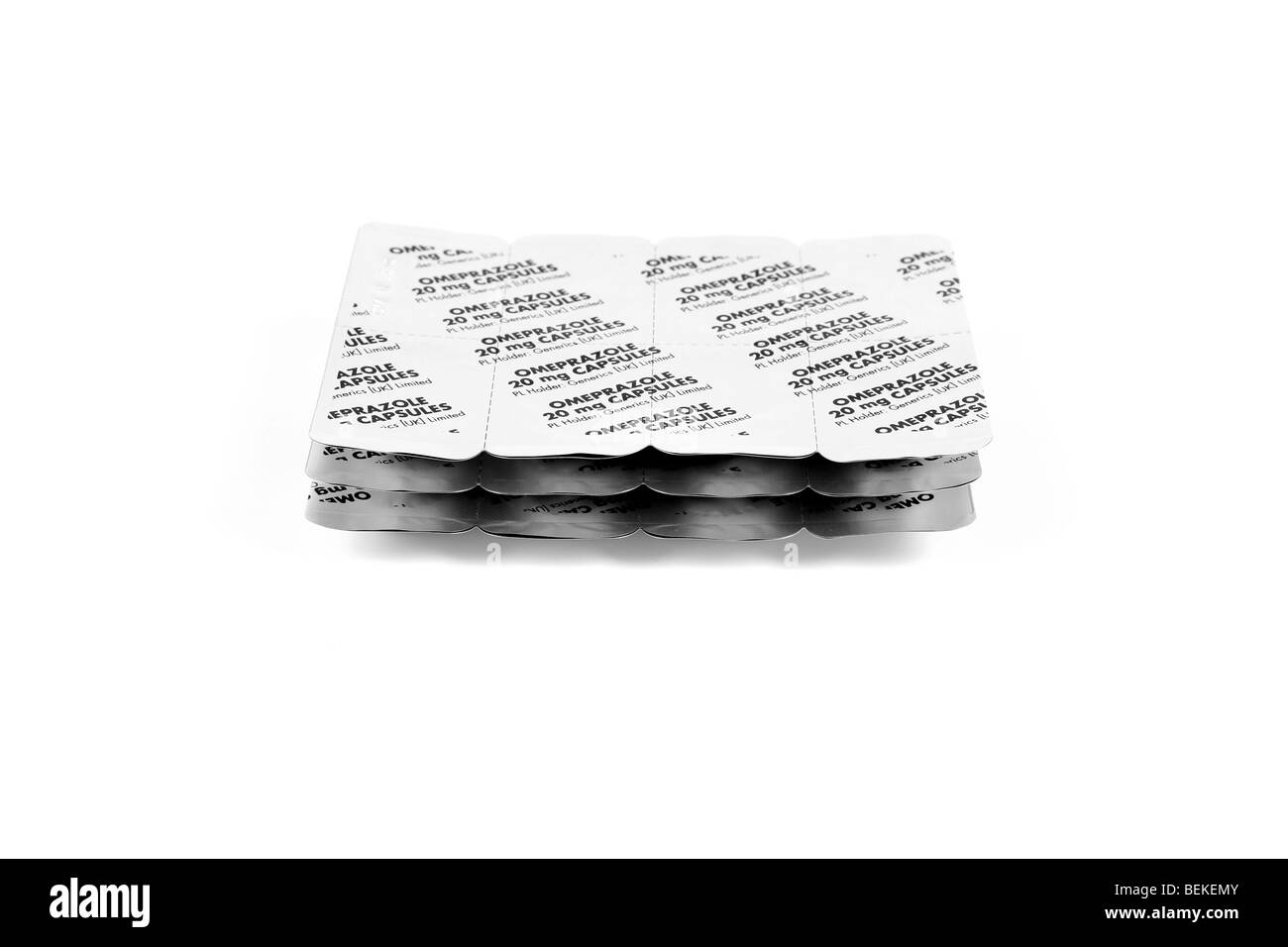 Blister di omeprazolo Gastro-Resistant capsule impiegate per il trattamento di ulcere Foto Stock