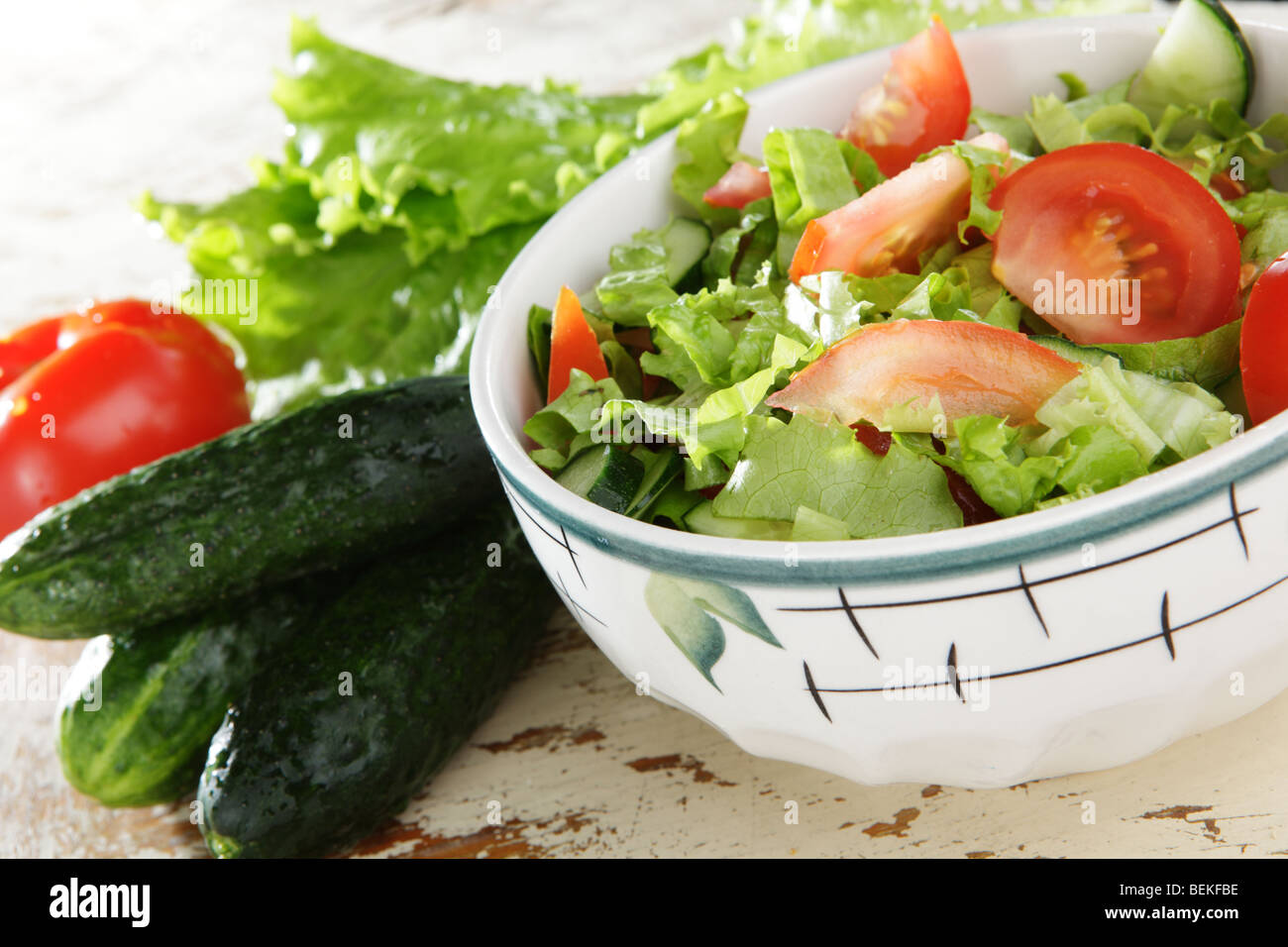 Con insalata di verdure fresche Foto Stock