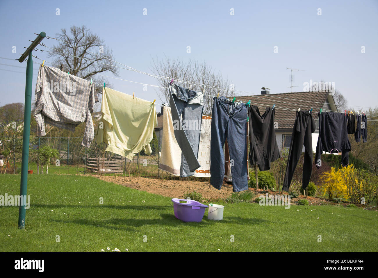 Outdoor linea di lavaggio Foto Stock
