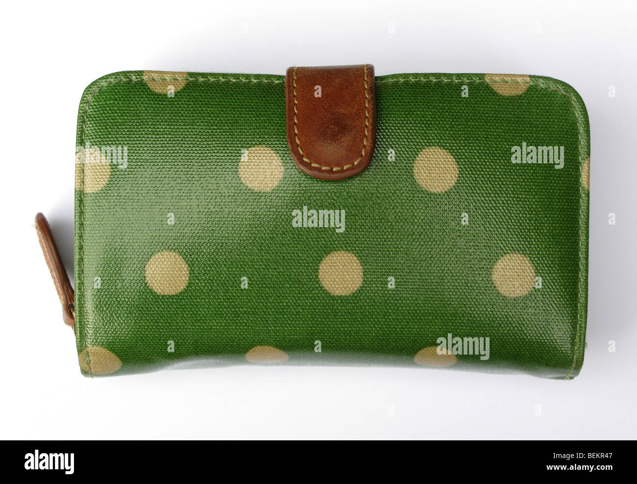 Green Cath Kidston borsa su sfondo bianco Foto Stock