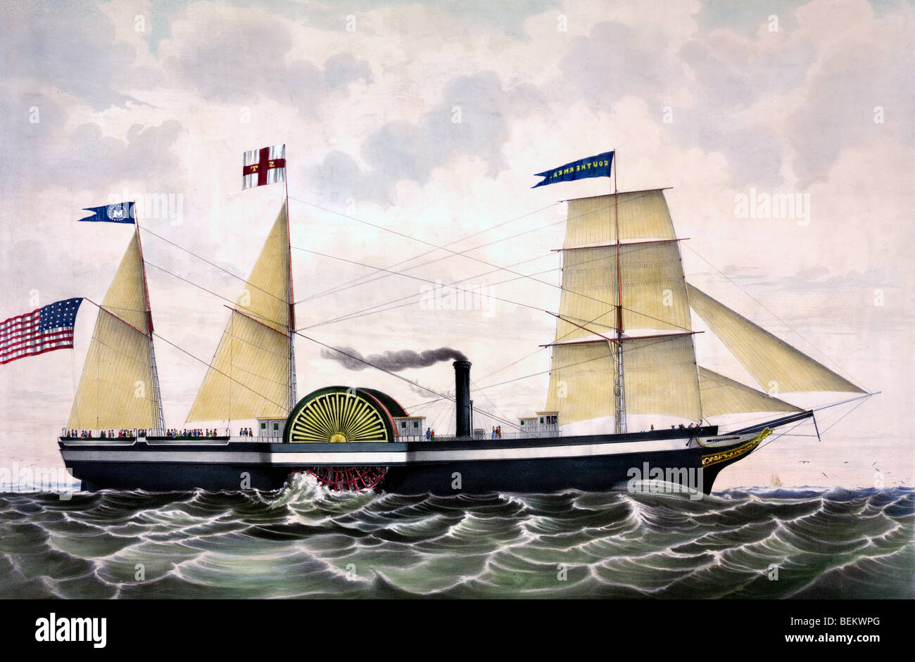 Nave a vapore sudiste, Capitano Berry. Pacchetto regolari tra New York e Charleston, Carolina del Sud Foto Stock