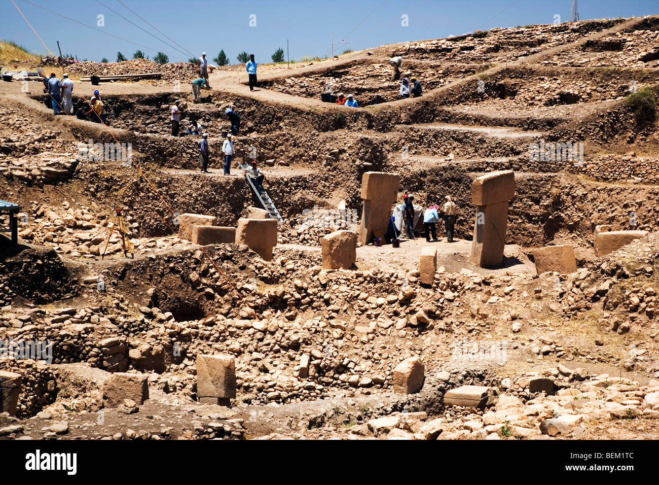 Turchia, sito archeologico di Gï¿½bckli Tere (circa 10.000 B.C.),lavori in corso da tedesco e archeologi turco Foto Stock