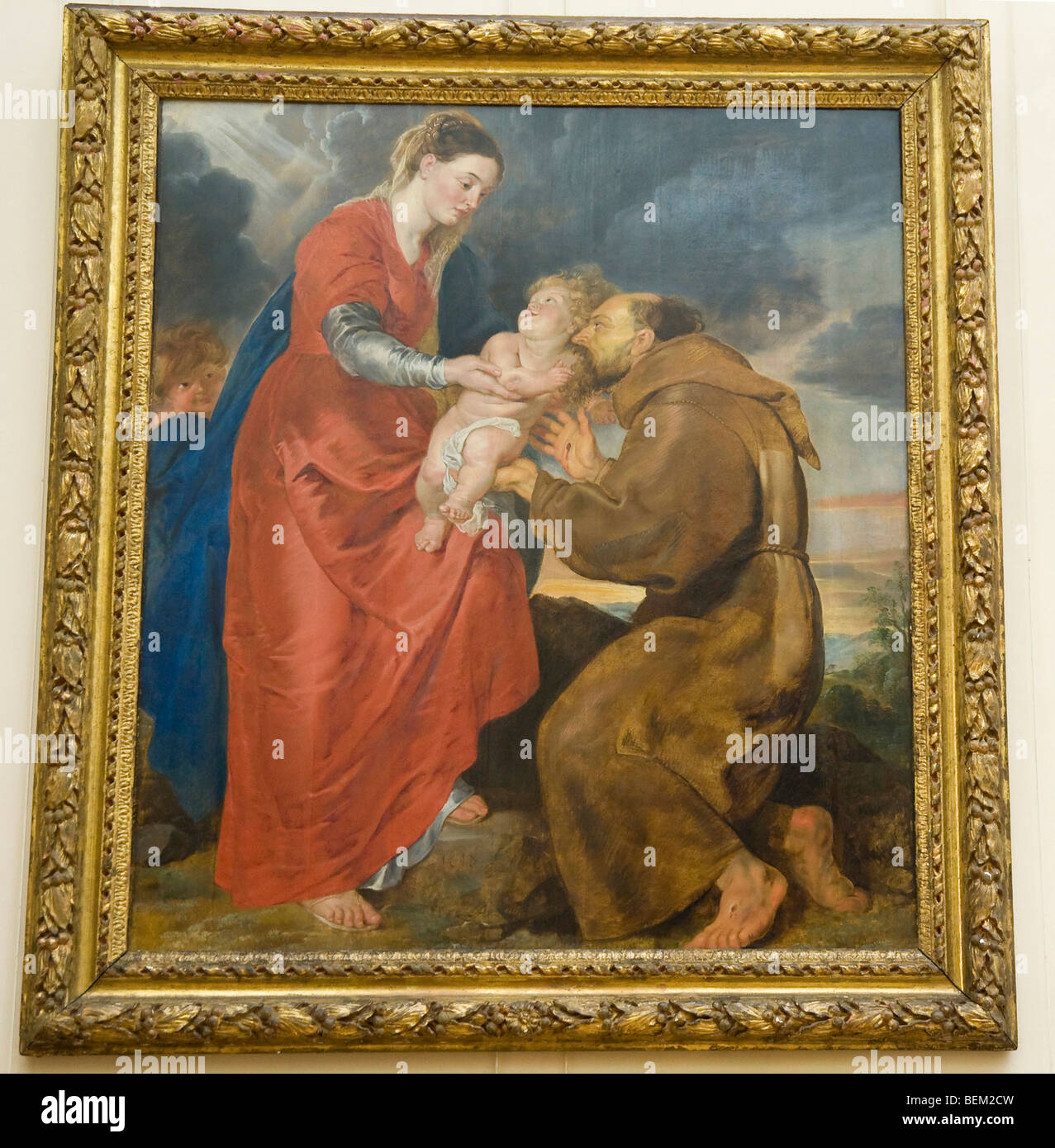 La Vergine di introdurre il bambino a San Francesco di Assisi, Pierre-Paul Rubens, Museo di Belle Arti, Dijon, Bourgogne, Francia Foto Stock