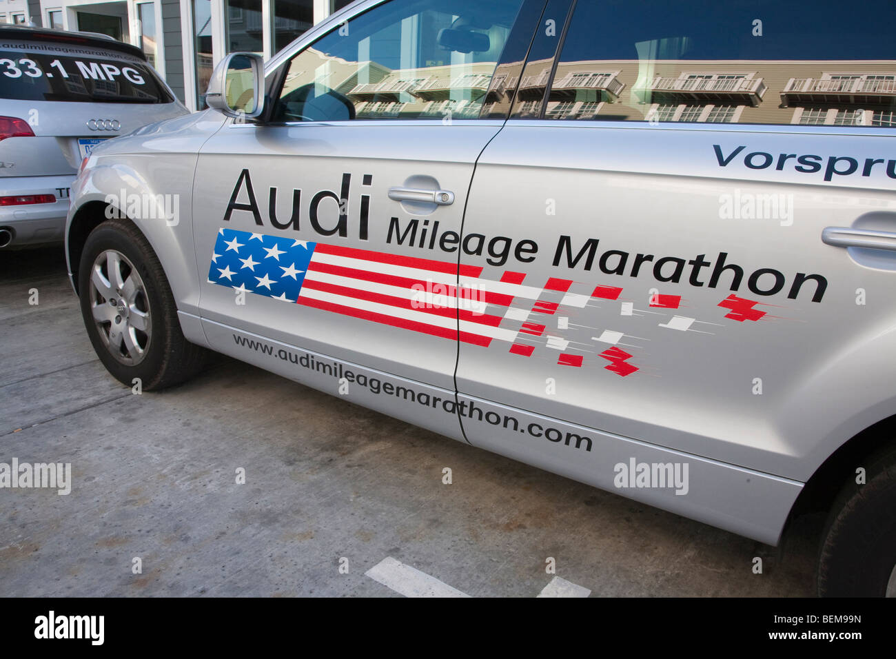 Una vista laterale di un'auto Audi che ha preso parte in Audi del chilometraggio Marathon da New York a Los Angeles nell'ottobre 2008. Foto Stock