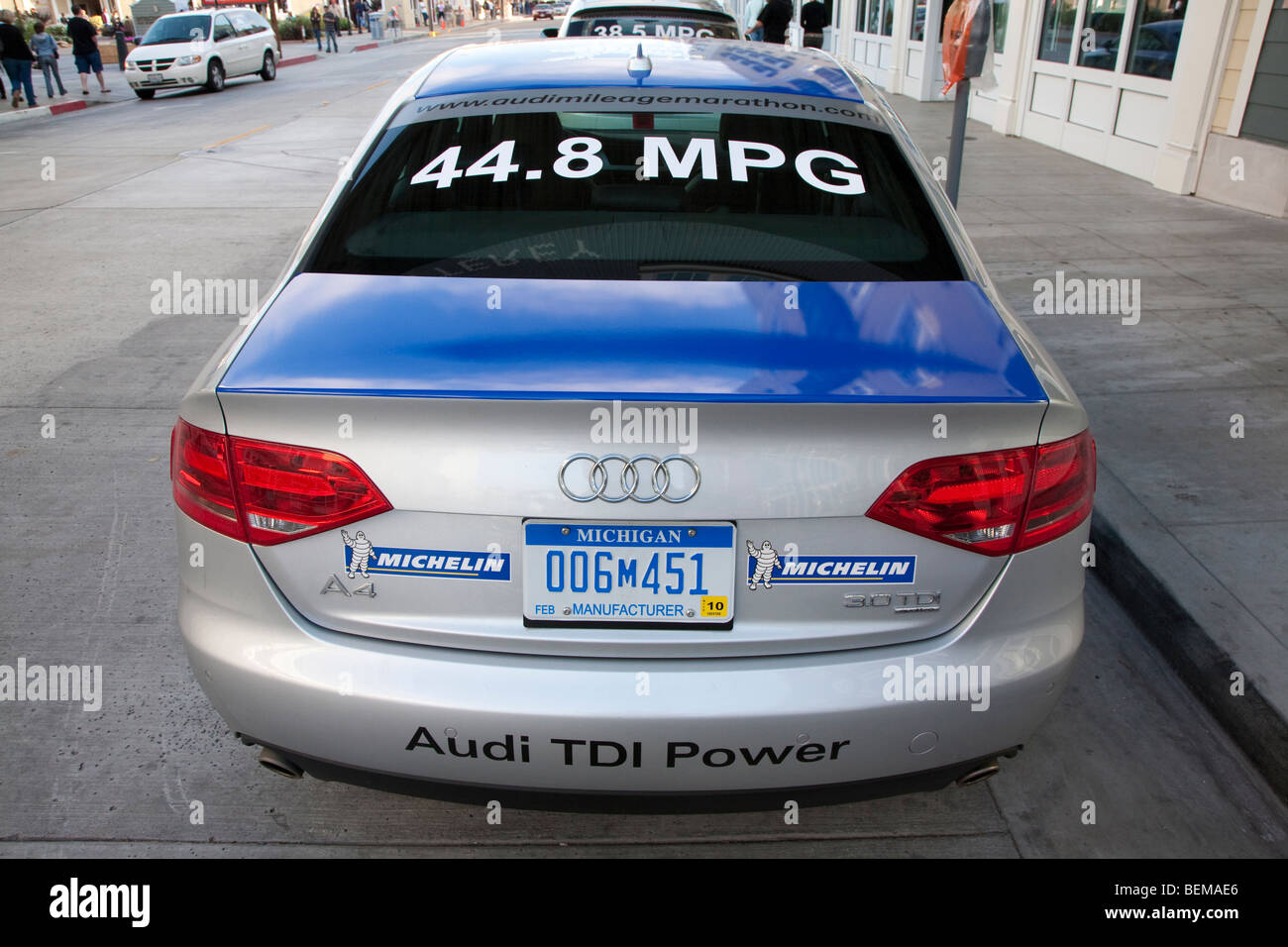Una vista posteriore di un Audi auto che hanno preso parte all'Audi del chilometraggio Marathon da New York a Los Angeles nell'ottobre 2008. Foto Stock