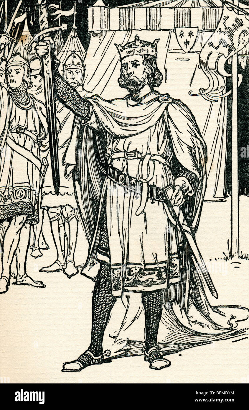 Re Arthur, leggendario leader britannico. Illustrazione dal libro The Gateway to Tennyson, pubblicato nel 1910. Foto Stock