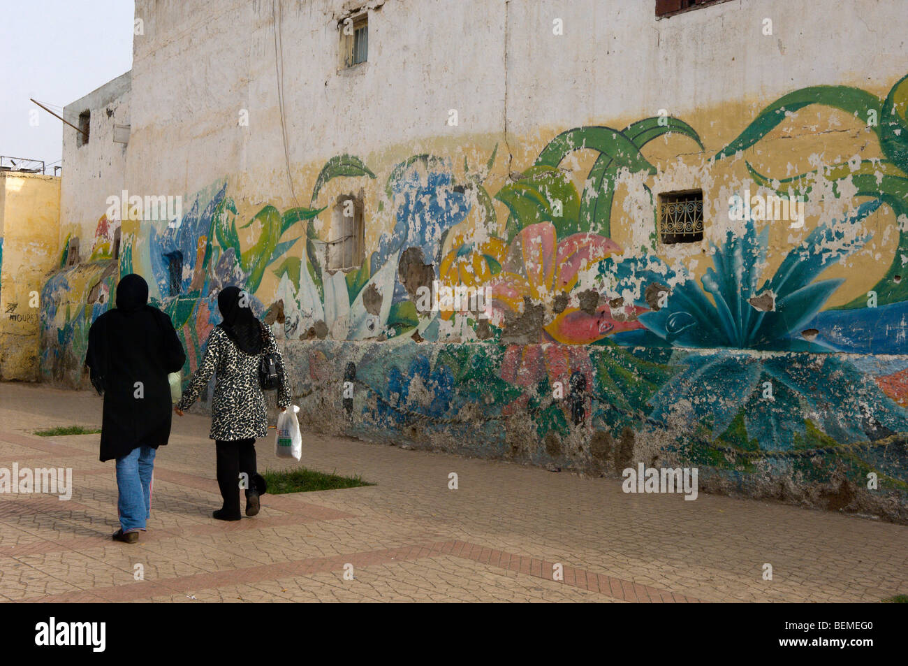 Graffiti, Casablanca, Marocco, Africa Foto Stock