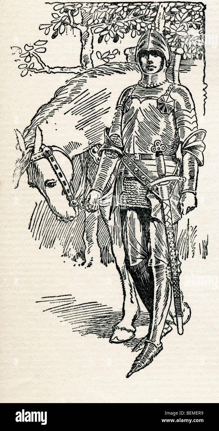 Sir Galahad. Illustrazione dal libro al Gateway di Tennyson pubblicato 1910. Foto Stock