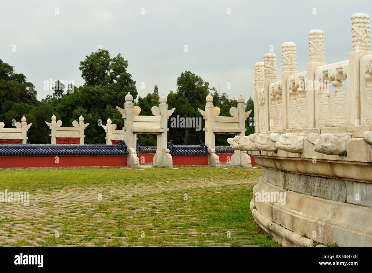 Tempio del Paradiso nel Parco Tiantan, Imperial vault del cielo con Tumulo Circolare altare Foto Stock
