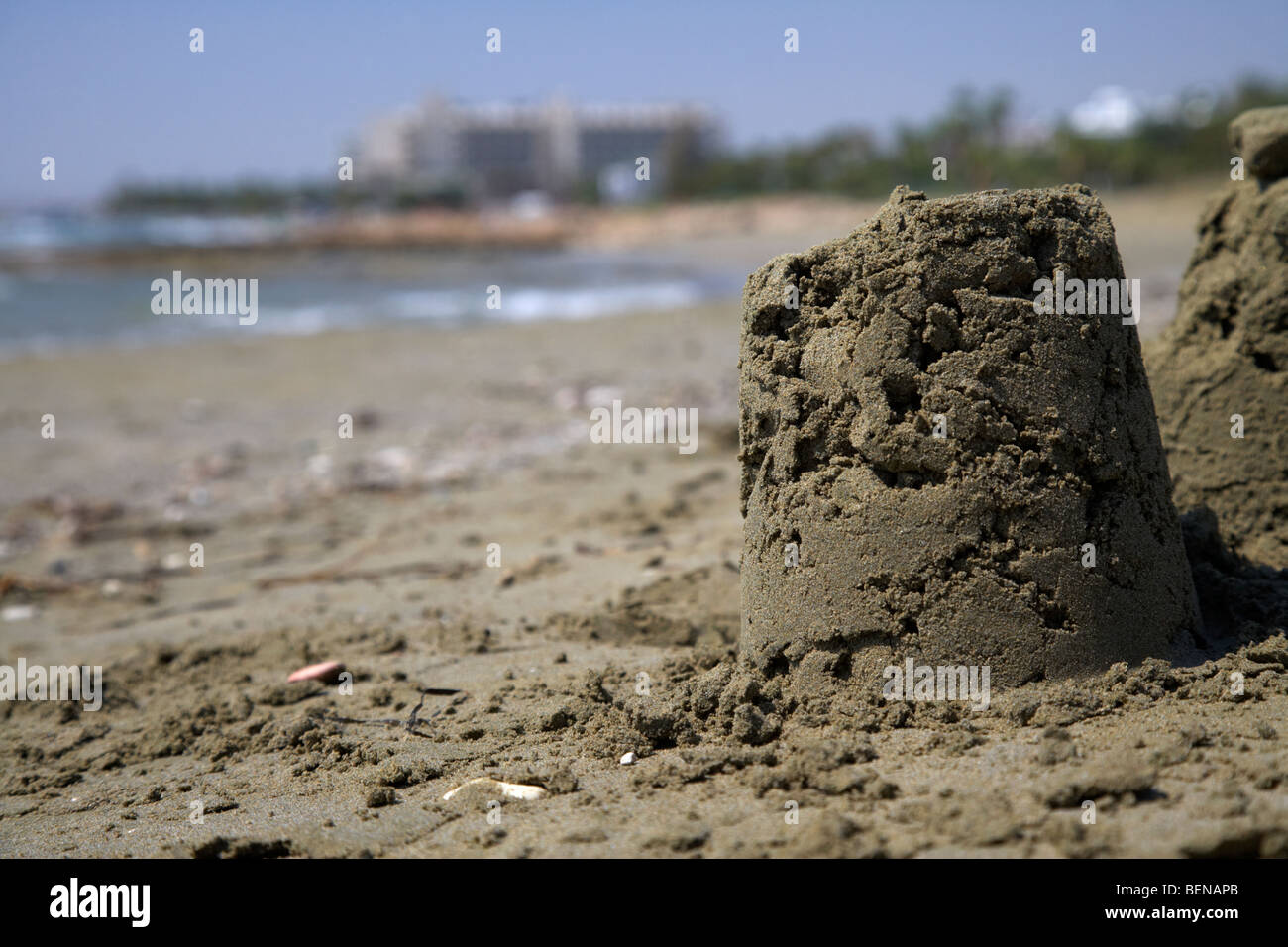 Il Sandcastles On Cipro organizzazione turistica Spiaggia municipale in Larnaca Bay repubblica di Cipro in Europa Foto Stock