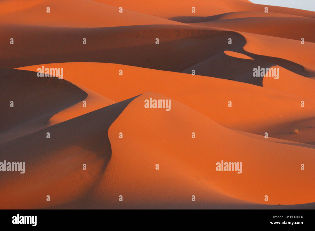 Dune di sabbia rossa di Erg Chebbi, l'inizio del deserto del Sahara in Marocco, Africa del Nord Foto Stock