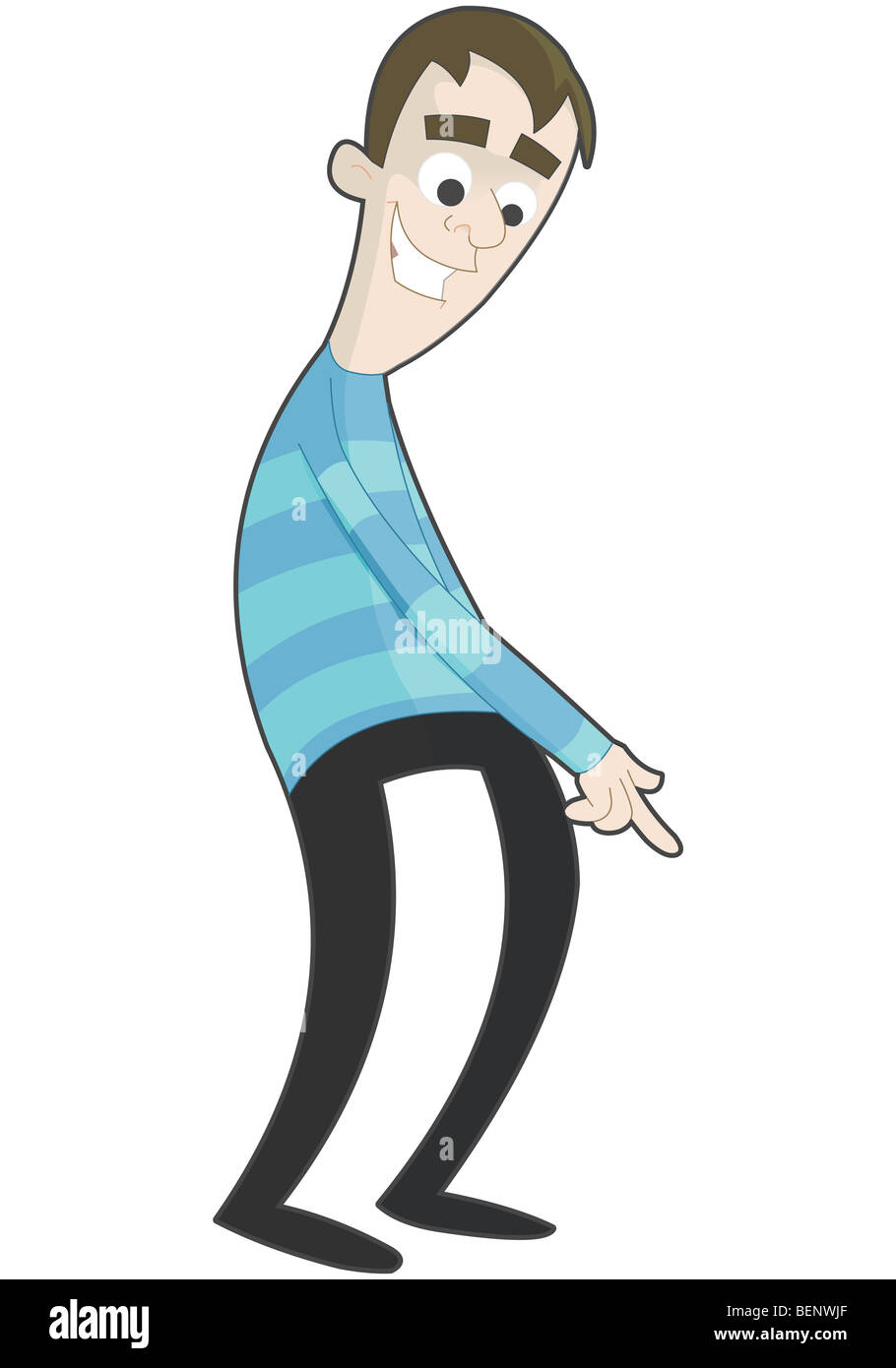 Un cartoon boy ricordando qualcosa Foto Stock